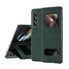 For Samsung Galaxy Z Fold4 Mature Window View Flip Leather Phone Case(Green Nappa) - 1