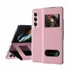 For Samsung Galaxy Z Fold4 Mature Window View Flip Leather Phone Case(Pink Lychee) - 1