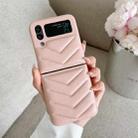 For Samsung Galaxy Z Flip4 V-shape Suture Fold Protective Phone Case(Pink) - 1