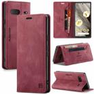 For Google Pixel 7 AutSpace A01 Retro Skin-feel Crazy Horse Texture Flip PU Phone Case(Wine Red) - 1