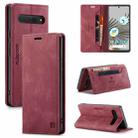 For Google Pixel 7 Pro AutSpace A01 Retro Skin-feel Crazy Horse Texture Flip PU Phone Case(Wine Red) - 1