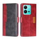 For vivo V25 5G/V25e 5G/X80 Lite Contrast Color Side Buckle Leather Phone Case(Red+Black) - 1