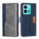 For vivo V25 5G/V25e 5G/X80 Lite Contrast Color Side Buckle Leather Phone Case(Blue+Grey) - 1