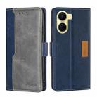 For vivo Y16 4G/Y02s 4G Contrast Color Side Buckle Leather Phone Case(Blue+Grey) - 1