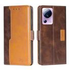 For Xiaomi Civi 2 5G Contrast Color Side Buckle Leather Phone Case(Dark Brown+Gold) - 1