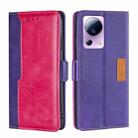 For Xiaomi Civi 2 5G Contrast Color Side Buckle Leather Phone Case(Purple+Rose Red) - 1