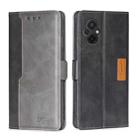 For Xiaomi Poco M5 4G Contrast Color Side Buckle Leather Phone Case(Black+Grey) - 1