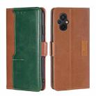 For Xiaomi Poco M5 4G Contrast Color Side Buckle Leather Phone Case(Light Brown+Green) - 1