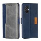 For Xiaomi Poco M5 4G Contrast Color Side Buckle Leather Phone Case(Blue+Grey) - 1