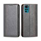 For Motorola Moto E32 India/E22s 4G Global Grid Texture Magnetic Flip Leather Phone Case(Grey) - 1