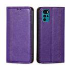 For Motorola Moto E32 India/E22s 4G Global Grid Texture Magnetic Flip Leather Phone Case(Purple) - 1