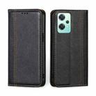 For OPPO K10x 5G Grid Texture Magnetic Flip Leather Phone Case(Black) - 1