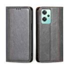 For OPPO K10x 5G Grid Texture Magnetic Flip Leather Phone Case(Grey) - 1