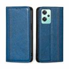 For OPPO K10x 5G Grid Texture Magnetic Flip Leather Phone Case(Blue) - 1