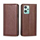 For OPPO K10x 5G Grid Texture Magnetic Flip Leather Phone Case(Brown) - 1