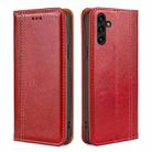 For Samsung Galaxy A04s Grid Texture Magnetic Flip Leather Phone Case(Red) - 1