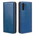 For Samsung Galaxy A04s Grid Texture Magnetic Flip Leather Phone Case(Blue) - 1