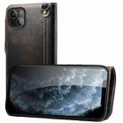 For iPhone 14 Denior Oil Wax Cowhide Magnetic Button Genuine Leather Case(Black) - 1