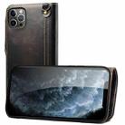 For iPhone 13 Pro Denior Oil Wax Cowhide Magnetic Button Genuine Leather Case(Black) - 1