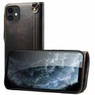 For iPhone 12 mini Denior Oil Wax Cowhide Magnetic Button Genuine Leather Case(Black) - 1