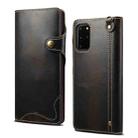 For Samsung Galaxy Note20 Denior Oil Wax Cowhide Magnetic Button Genuine Leather Case(Black) - 1