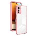 For Motorola Moto E32 3 in 1 Clear TPU Color PC Frame Phone Case(Pink) - 1
