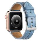 Fluted Leather Strap For Apple Watch Ultra 49mm / Series 8&7 45mm / SE 2&6&SE&5&4 44mm / 3&2&1 42mm(Blue) - 1