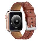 Fluted Leather Strap For Apple Watch Ultra 49mm / Series 8&7 45mm / SE 2&6&SE&5&4 44mm / 3&2&1 42mm(Brown) - 1