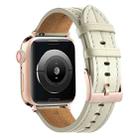 Fluted Leather Strap For Apple Watch Series 8&7 41mm / SE 2&6&SE&5&4 40mm / 3&2&1 38mm(Off White) - 1