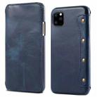 For iPhone 11 Denior Oil Wax Top Layer Cowhide Simple Flip Leather Case(Dark Blue) - 1