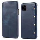 For iPhone 11 Pro Max Denior Oil Wax Top Layer Cowhide Simple Flip Leather Case(Dark Blue) - 1