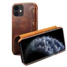 For iPhone 12 mini Denior Oil Wax Top Layer Cowhide Simple Flip Leather Case(Brown) - 1