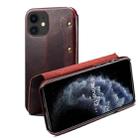 For iPhone 12 mini Denior Oil Wax Top Layer Cowhide Simple Flip Leather Case(Dark Red) - 1
