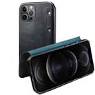 For iPhone 12 / 12 Pro Denior Oil Wax Top Layer Cowhide Simple Flip Leather Case(Dark Blue) - 1