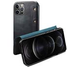 For iPhone 12 Pro Max Denior Oil Wax Top Layer Cowhide Simple Flip Leather Case(Dark Blue) - 1