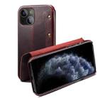 For iPhone 13 mini Denior Oil Wax Top Layer Cowhide Simple Flip Leather Case(Dark Red) - 1