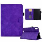 For iPad 10th Gen 10.9 2022 Embossed Smile Flip Tablet Leather Smart Case(Purple) - 1