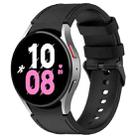 For Samsung Galaxy Watch5 44mm / 40mm Silicone Leather Black Buckle Watch Band, Size:S(Black) - 1