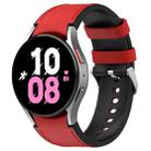 For Samsung Galaxy Watch5 44mm / 40mm Silicone Leather Silver Buckle Watch Band, Size:L(Red) - 1