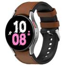 For Samsung Galaxy Watch5 44mm / 40mm Silicone Leather Silver Buckle Watch Band, Size:L(Brown) - 1
