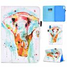 For iPad 10th Gen 10.9 2022 Colored Drawing Stitching Smart Leather Tablet Case(Watercolor Elephant) - 1