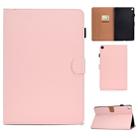 For Galaxy Tab S6 Lite Sewing Thread Horizontal Solid Color Flat Leather Case with Sleep Function & Pen Cover & Anti Skid Strip & Card Slot & Holder(Light Star Pink) - 1