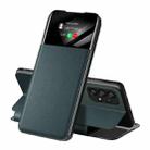 For Samsung Galaxy A53 5G Side Display Adsorption Leather Phone Case(Dark Green) - 1
