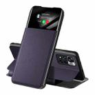 For Xiaomi Redmi Note 11S / Note 11 2022 Side Display Adsorption Leather Phone Case(Violet) - 1