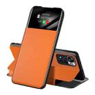 For Xiaomi Redmi Note 11S / Note 11 2022 Side Display Adsorption Leather Phone Case(Orange) - 1