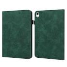 For iPad 10th Gen 10.9 2022 Lace Flower Embossing Pattern Leather Tablet Case(Green) - 1