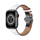 Butterfly Buckle Genuine Leather Watch Band For Apple Watch Series 9&8&7 41mm / SE 3&SE 2&6&SE&5&4 40mm / 3&2&1 38mm(White+Black Buckle) - 1