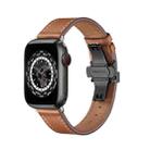 Butterfly Buckle Genuine Leather Watch Band For Apple Watch Series 8&7 41mm / SE 2&6&SE&5&4 40mm / 3&2&1 38mm(Brown+Black Buckle) - 1