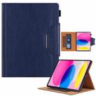 For iPad 10th Gen 10.9 2022 Solid Color Metal Buckle Leather Smart Tablet Case(Royal Blue) - 1