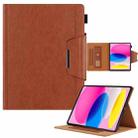 For iPad 2025 / 2022 Solid Color Metal Buckle Leather Smart Tablet Case(Brown) - 1